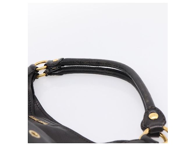 Borsa a Tracolla Miu Miu Pelle Nero Tono Oro Auth 167742M - vista 14