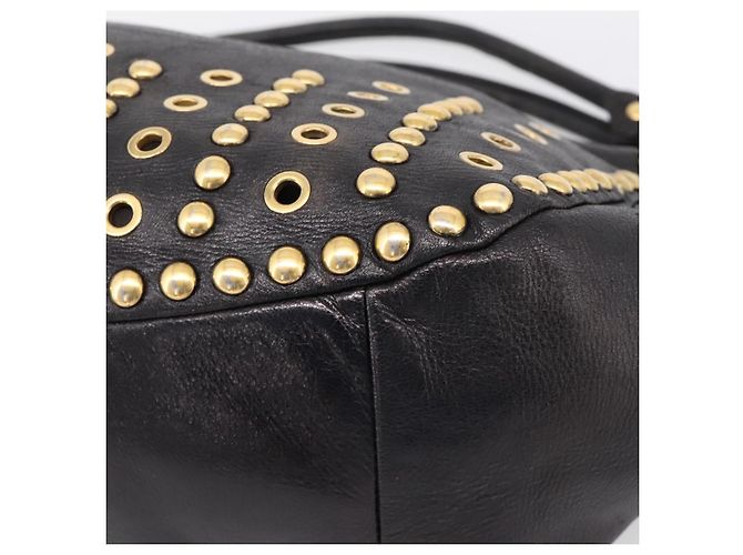Borsa a Tracolla Miu Miu Pelle Nero Tono Oro Auth 167742M - vista 17