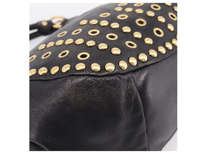 Borsa a Tracolla Miu Miu Pelle Nero Tono Oro Auth 167742M - vista 18