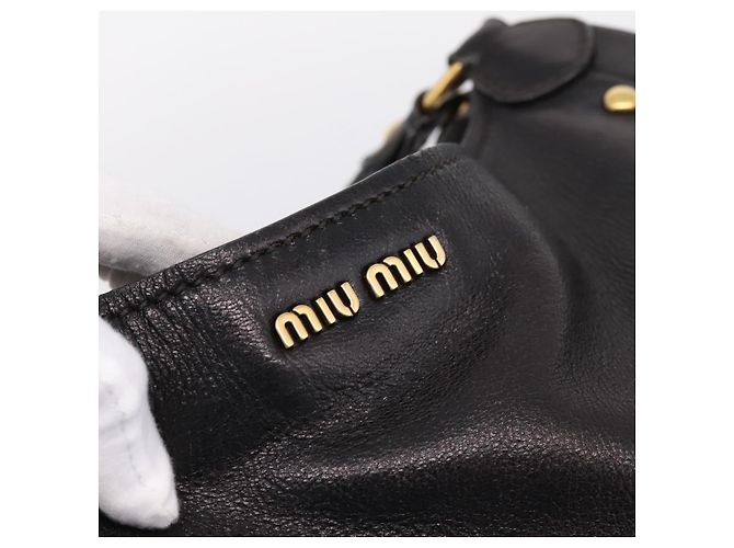 Borsa a Tracolla Miu Miu Pelle Nero Tono Oro Auth 167742M - vista 21