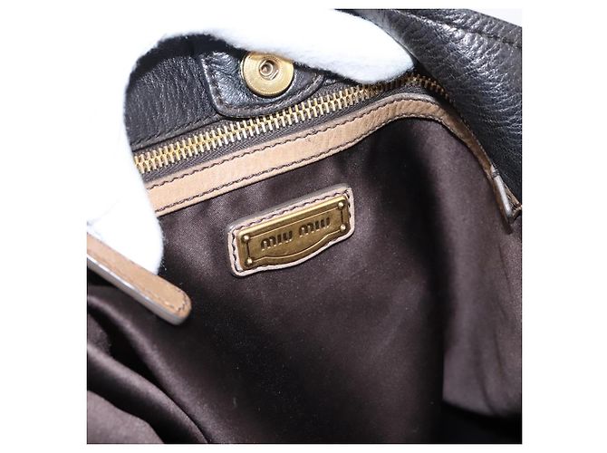 Borsa a Tracolla Miu Miu Pelle Nero Tono Oro Auth 167742M - vista 22