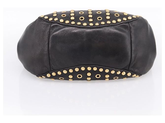 Borsa a Tracolla Miu Miu Pelle Nero Tono Oro Auth 167742M - vista 5