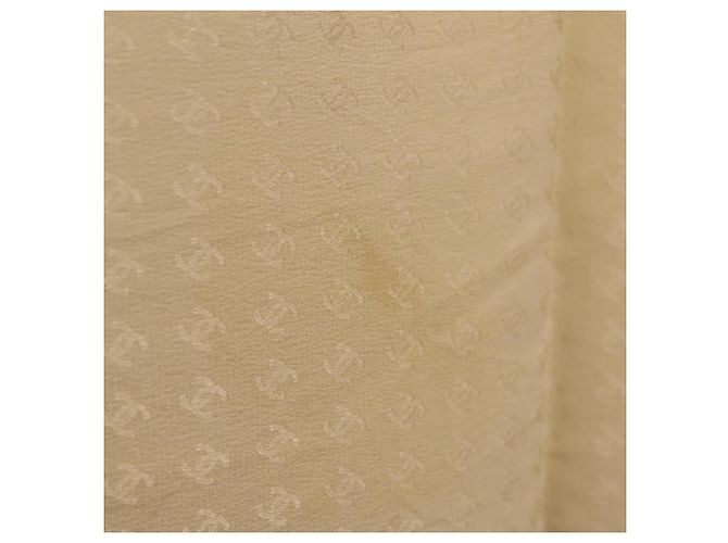 CHANEL Scarf Silk White CC Auth ar14315 - view 13