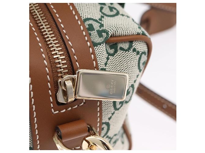 Bolsa de mão GUCCI GG Canvas Web Sherry Line 2way Green Gold 856055 Auth ka6448M Verde - vista 10