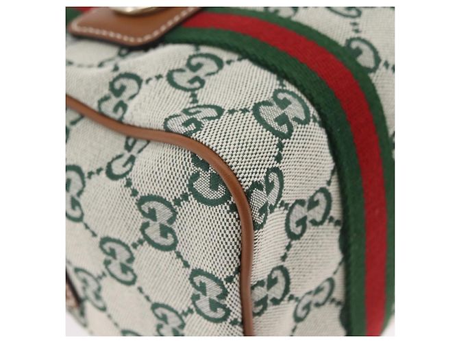Bolsa de mão GUCCI GG Canvas Web Sherry Line 2way Green Gold 856055 Auth ka6448M Verde - vista 17