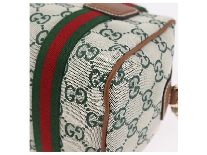 Bolsa de mão GUCCI GG Canvas Web Sherry Line 2way Green Gold 856055 Auth ka6448M Verde - vista 18