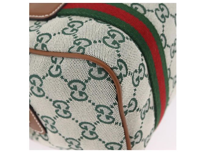 Bolsa de mão GUCCI GG Canvas Web Sherry Line 2way Green Gold 856055 Auth ka6448M Verde - vista 19