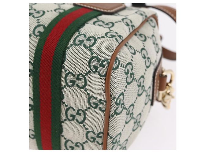 Bolsa de mão GUCCI GG Canvas Web Sherry Line 2way Green Gold 856055 Auth ka6448M Verde - vista 20