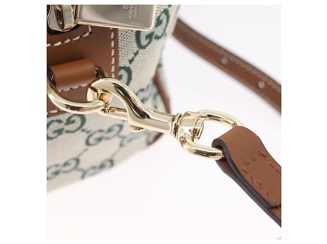 Bolsa de mão GUCCI GG Canvas Web Sherry Line 2way Green Gold 856055 Auth ka6448M Verde - vista 21