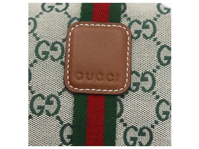 Bolsa de mão GUCCI GG Canvas Web Sherry Line 2way Green Gold 856055 Auth ka6448M Verde - vista 22