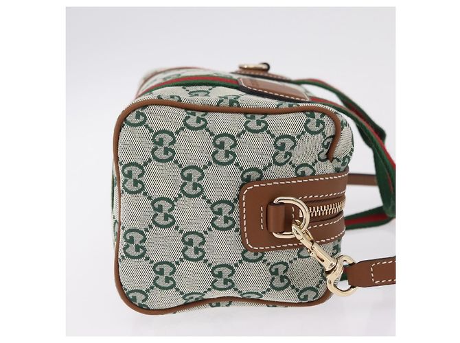 Bolsa de mão GUCCI GG Canvas Web Sherry Line 2way Green Gold 856055 Auth ka6448M Verde - vista 3