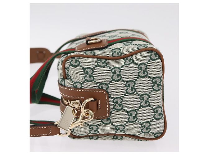 Bolsa de mão GUCCI GG Canvas Web Sherry Line 2way Green Gold 856055 Auth ka6448M Verde - vista 4