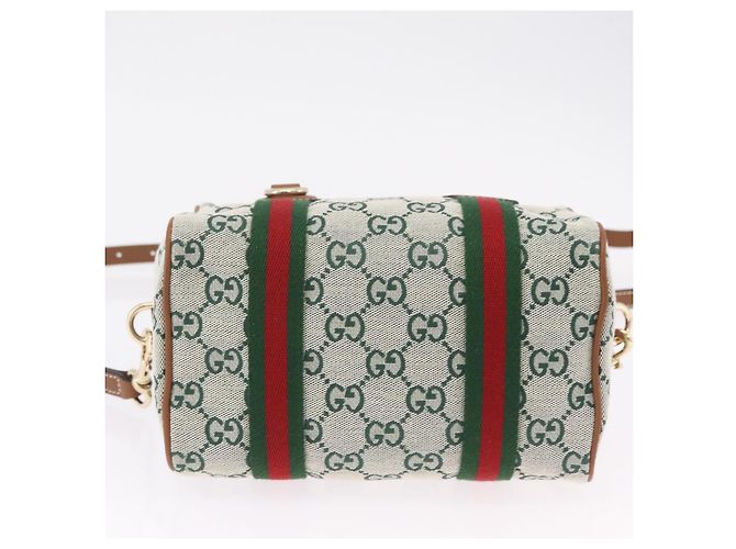 Bolsa de mão GUCCI GG Canvas Web Sherry Line 2way Green Gold 856055 Auth ka6448M Verde - vista 5