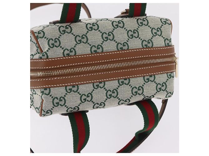 Bolsa de mão GUCCI GG Canvas Web Sherry Line 2way Green Gold 856055 Auth ka6448M Verde - vista 6