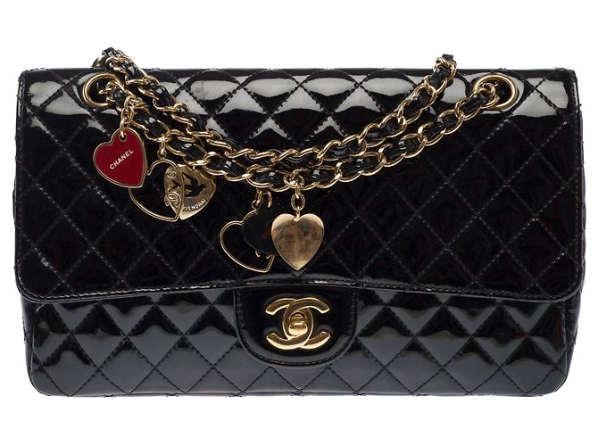 Borsa CHANEL Timeless/Classique in Pelle verniciata Nera - 103960 Nero - vista 2