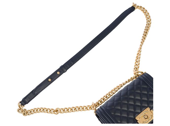 Borsa CHANEL Boy in Pelle Blu Navy - 103963 - vista 9
