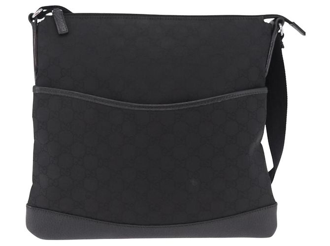 Borsa a tracolla GUCCI GG Canvas Outlet Nero Argento 374414 Auth 206722A - vista 13