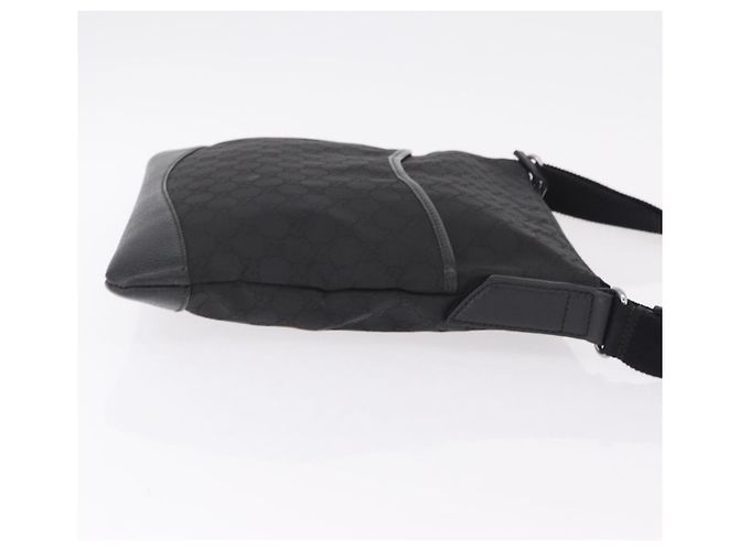 Borsa a tracolla GUCCI GG Canvas Outlet Nero Argento 374414 Auth 206722A - vista 3