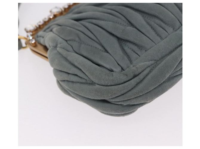Borsa a tracolla Miu Miu Matelassé con strass in camoscio grigio oro Auth BA15755V Marrone D'oro - vista 15