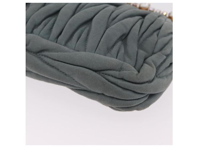 Borsa a tracolla Miu Miu Matelassé con strass in camoscio grigio oro Auth BA15755V Marrone D'oro - vista 16