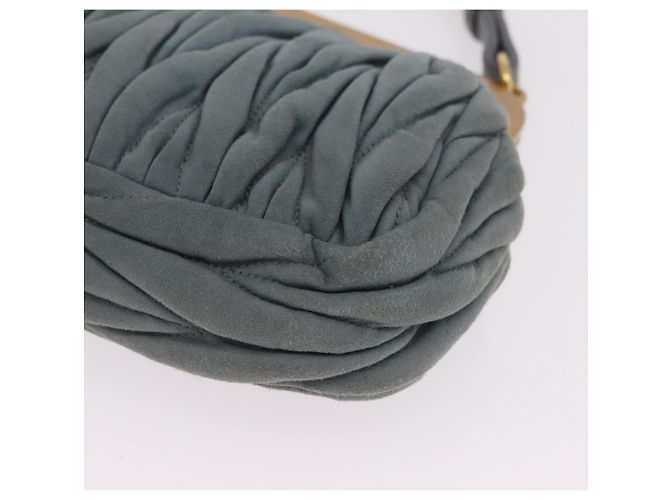 Borsa a tracolla Miu Miu Matelassé con strass in camoscio grigio oro Auth BA15755V Marrone D'oro - vista 18