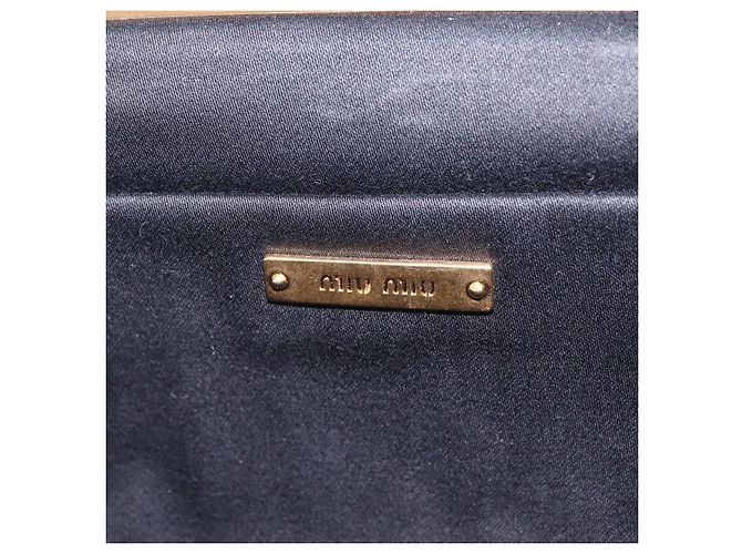 Borsa a tracolla Miu Miu Matelassé con strass in camoscio grigio oro Auth BA15755V Marrone D'oro - vista 23