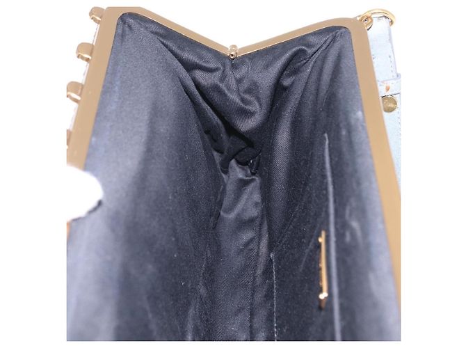 Borsa a tracolla Miu Miu Matelassé con strass in camoscio grigio oro Auth BA15755V Marrone D'oro - vista 24