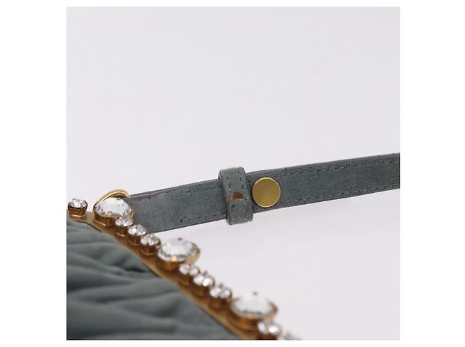 Borsa a tracolla Miu Miu Matelassé con strass in camoscio grigio oro Auth BA15755V Marrone D'oro - vista 8