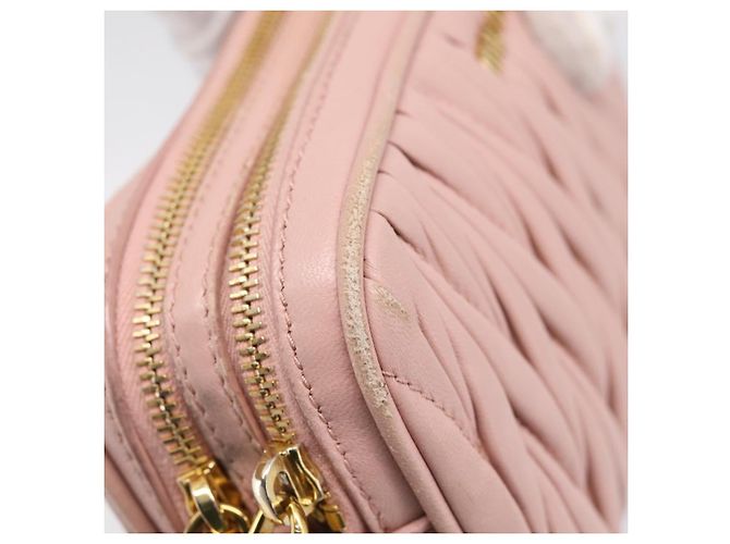 Borsa a spalla Miu Miu Matelassé Pelle Rosa Oro Auth 205992V D'oro - view 10