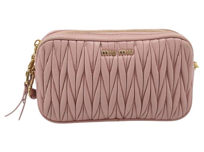 Borsa a spalla Miu Miu Matelassé Pelle Rosa Oro Auth 205992V D'oro - view 13