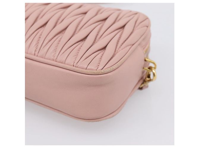 Borsa a spalla Miu Miu Matelassé Pelle Rosa Oro Auth 205992V D'oro - view 15