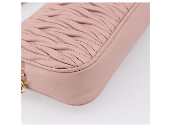 Borsa a spalla Miu Miu Matelassé Pelle Rosa Oro Auth 205992V D'oro - view 18