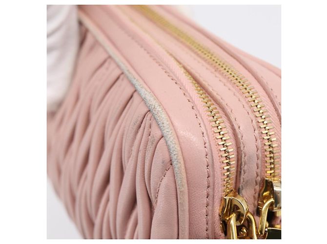 Borsa a spalla Miu Miu Matelassé Pelle Rosa Oro Auth 205992V D'oro - view 19
