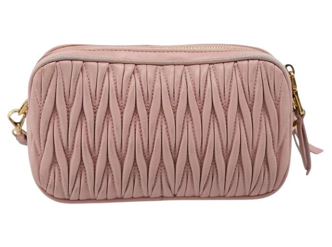 Borsa a spalla Miu Miu Matelassé Pelle Rosa Oro Auth 205992V D'oro - view 2