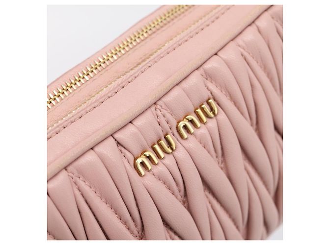 Borsa a spalla Miu Miu Matelassé Pelle Rosa Oro Auth 205992V D'oro - view 20