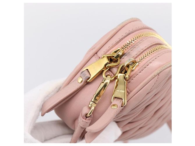 Borsa a spalla Miu Miu Matelassé Pelle Rosa Oro Auth 205992V D'oro - view 21