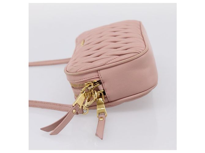 Borsa a spalla Miu Miu Matelassé Pelle Rosa Oro Auth 205992V D'oro - view 3