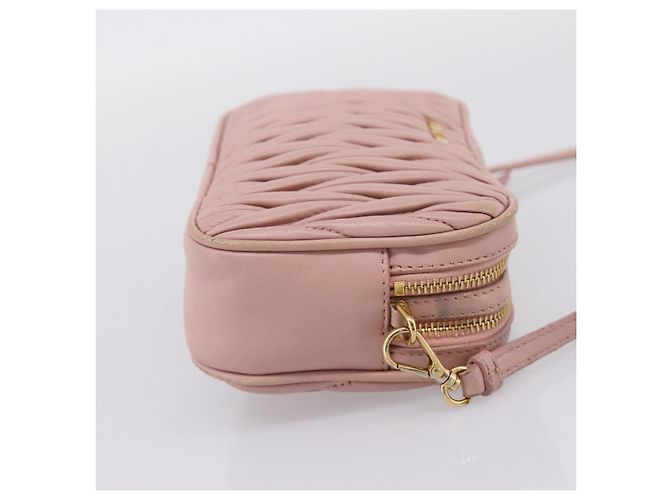 Borsa a spalla Miu Miu Matelassé Pelle Rosa Oro Auth 205992V D'oro - view 4