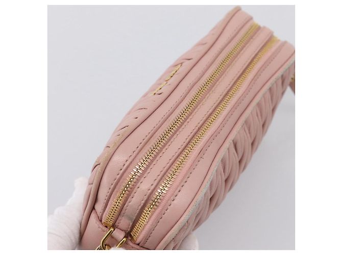 Borsa a spalla Miu Miu Matelassé Pelle Rosa Oro Auth 205992V D'oro - view 6