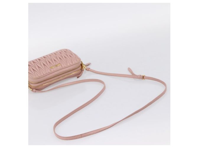Borsa a spalla Miu Miu Matelassé Pelle Rosa Oro Auth 205992V D'oro - view 7