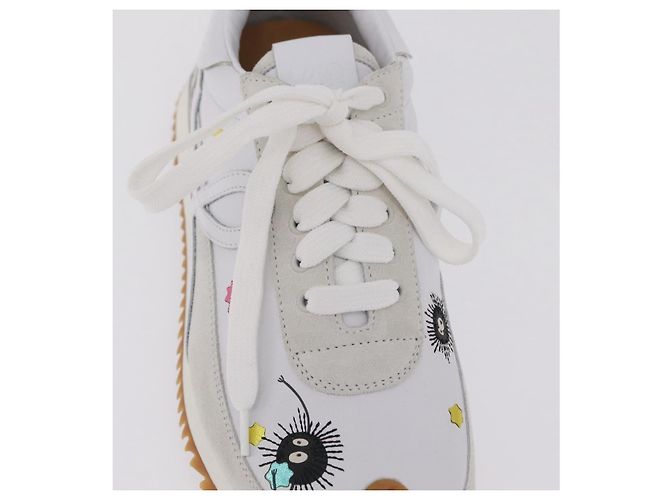 LOEWE Studio Ghibli Suswatari Sneakers Leather White Auth 167752SM Blanco - vista 13