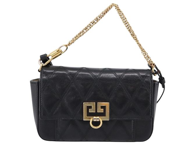 Sac à épaule GIVENCHY en cuir 2way Noir Or Auth 207635A Doré - vue 13