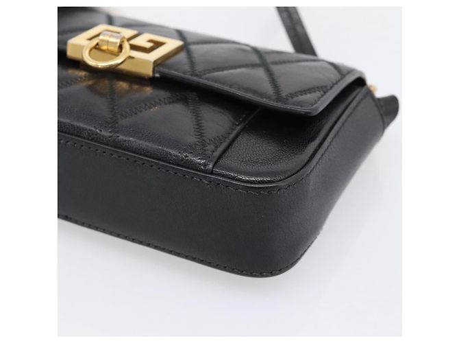 Sac à épaule GIVENCHY en cuir 2way Noir Or Auth 207635A Doré - vue 16