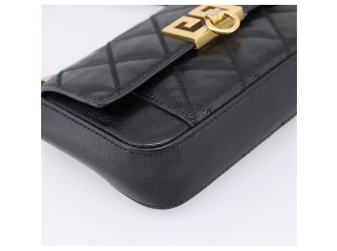 Sac à épaule GIVENCHY en cuir 2way Noir Or Auth 207635A Doré - vue 17