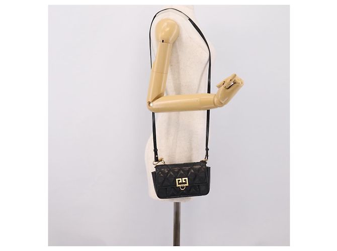 Sac à épaule GIVENCHY en cuir 2way Noir Or Auth 207635A Doré - vue 27
