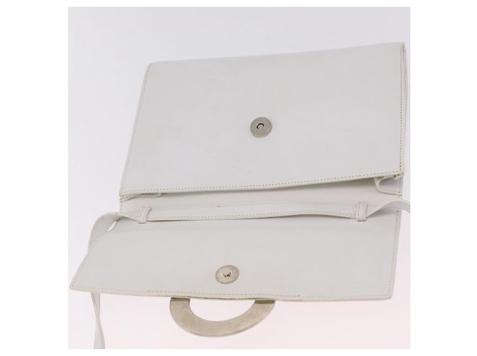 Céline CELINE Circle Shoulder Bag Leather White Silver Auth 207586A Silvery - view 10