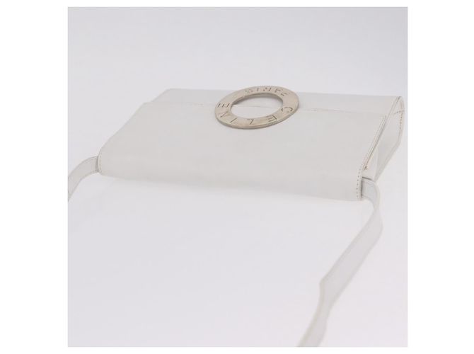 Céline CELINE Circle Shoulder Bag Leather White Silver Auth 207586A Silvery - view 14