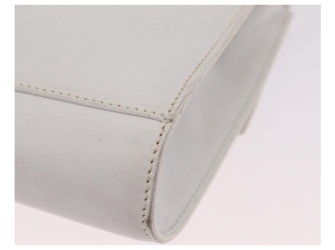 Céline CELINE Circle Shoulder Bag Leather White Silver Auth 207586A Silvery - view 21