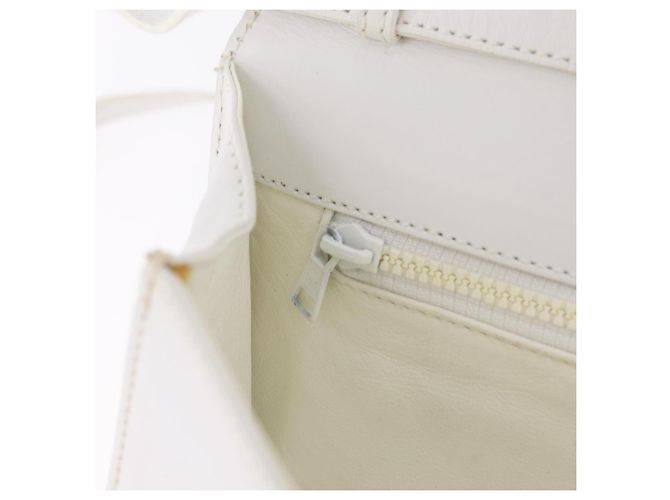 Céline CELINE Circle Shoulder Bag Leather White Silver Auth 207586A Silvery - view 28