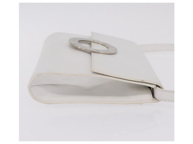 Céline CELINE Circle Shoulder Bag Leather White Silver Auth 207586A Silvery - view 4